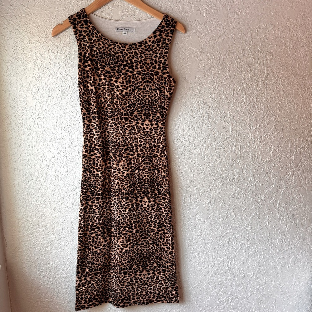 Velvet Torch LA midi bodycon dress animal print size M bodycon